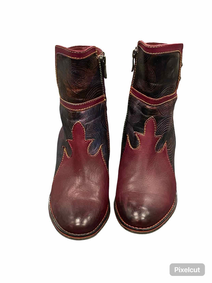 L'Artiste by Springstep Shoe Size 38 Red Leather Thunderbird Boots(Ankle)