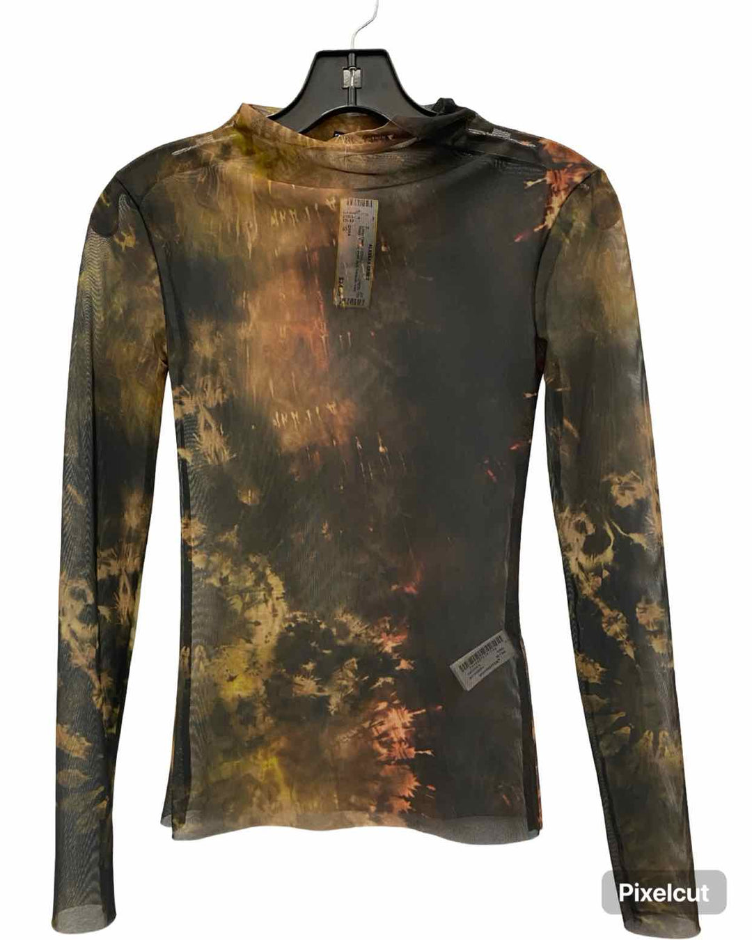 ZARA Size S Black Yellow Print NWT Long Sleeve Shirts