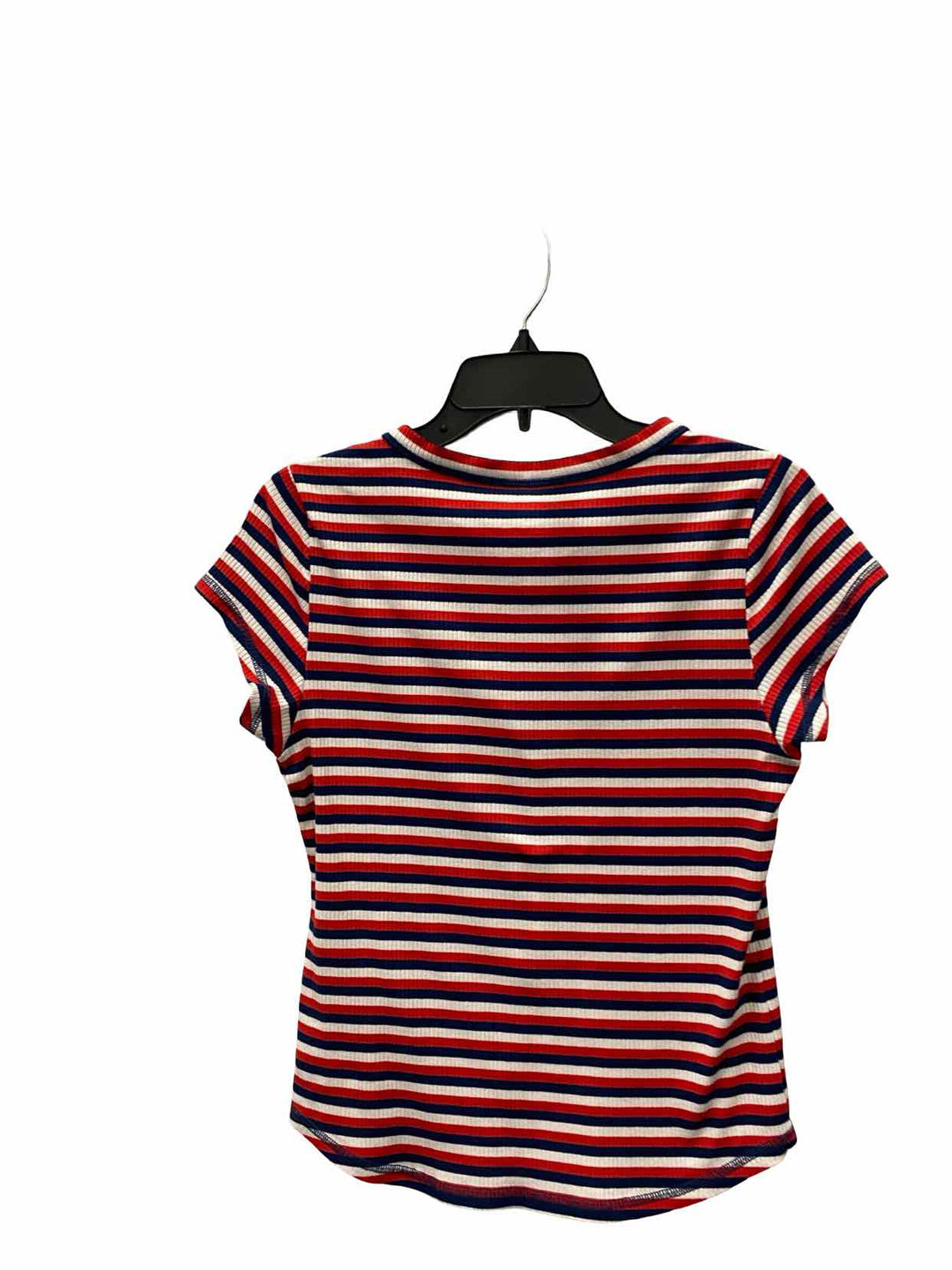 American Eagle Size L Red navy Striped Short Sleeve Shirts
