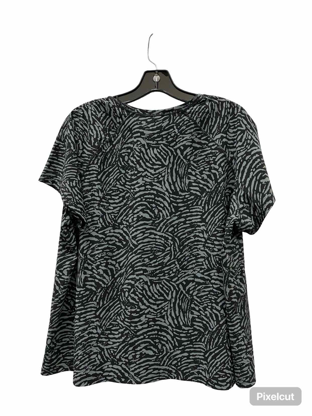 Athleta Size XL Teal Black Print Athletic Short Sleeve