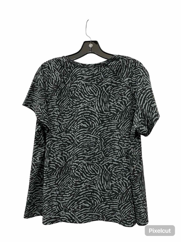 Athleta Size XL Teal Black Print Athletic Short Sleeve