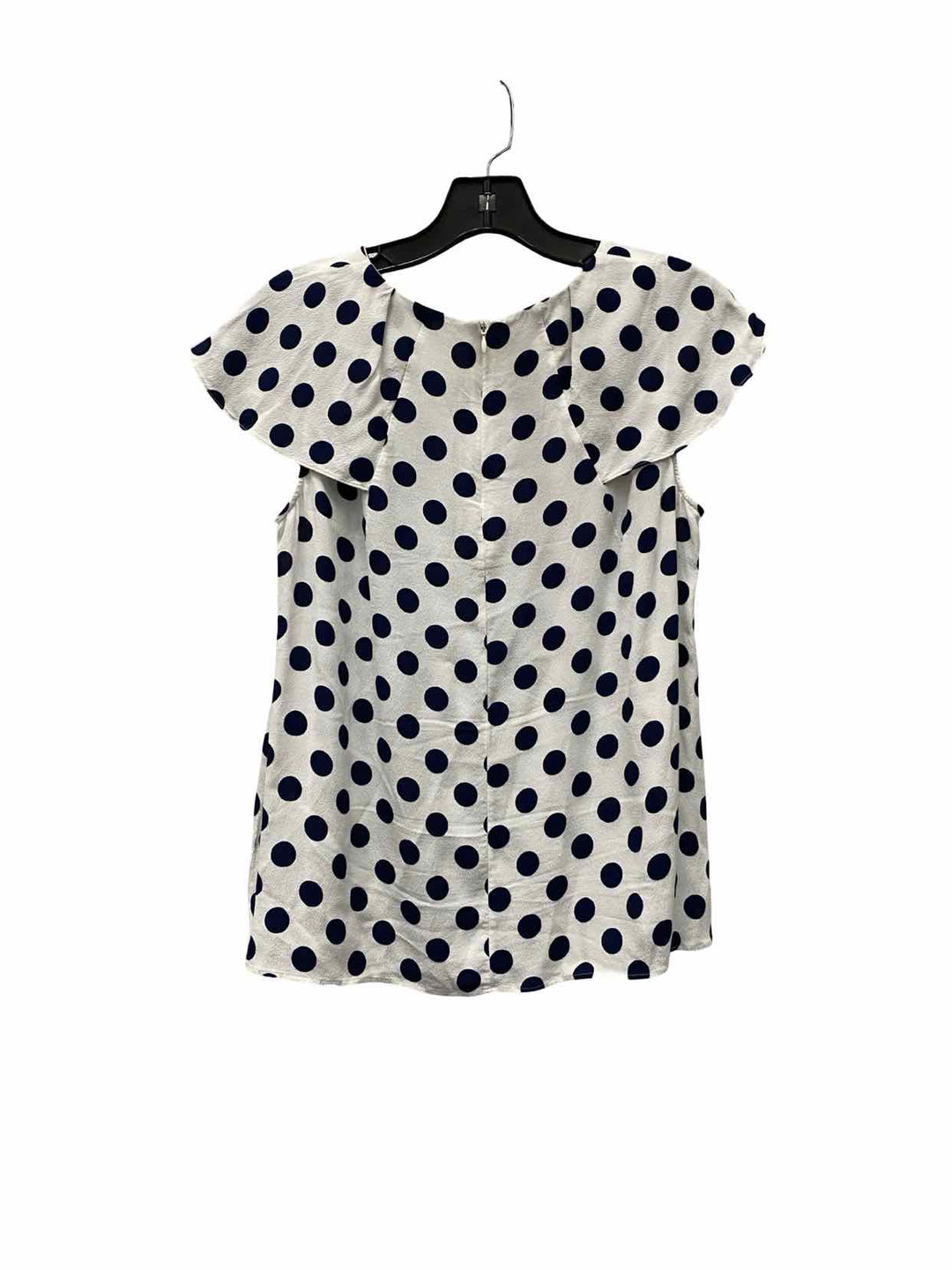 Boden Size 8 White Navy Blue Polka Dot Short Sleeve Shirts