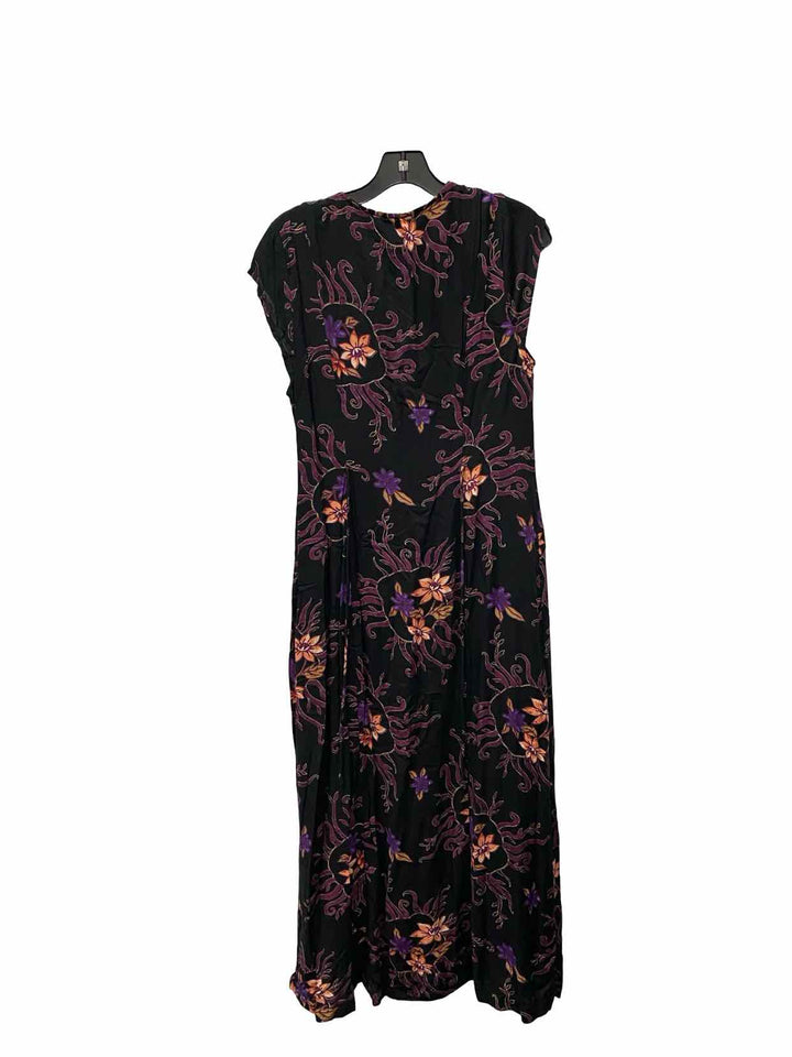 Free People Size M Black Purple Floral Dress
