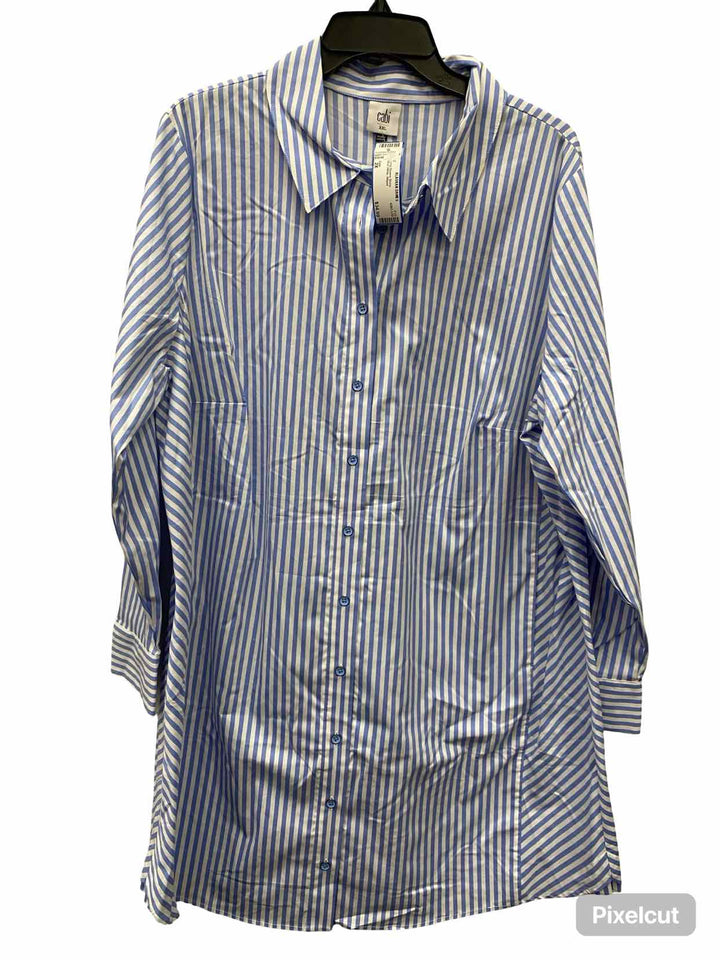 Cabi Size 2X Blue White Striped Long Sleeve Shirts