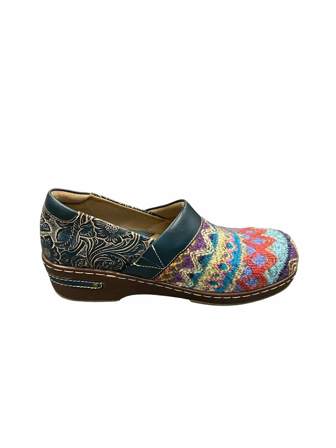 L'Artiste Shoe Size 39 Multi-Color Leather Floral Zagabank Clogs