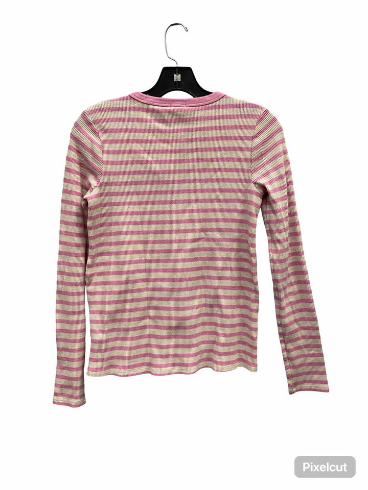 Aerie Size M Pink White Striped Long Sleeve Shirts
