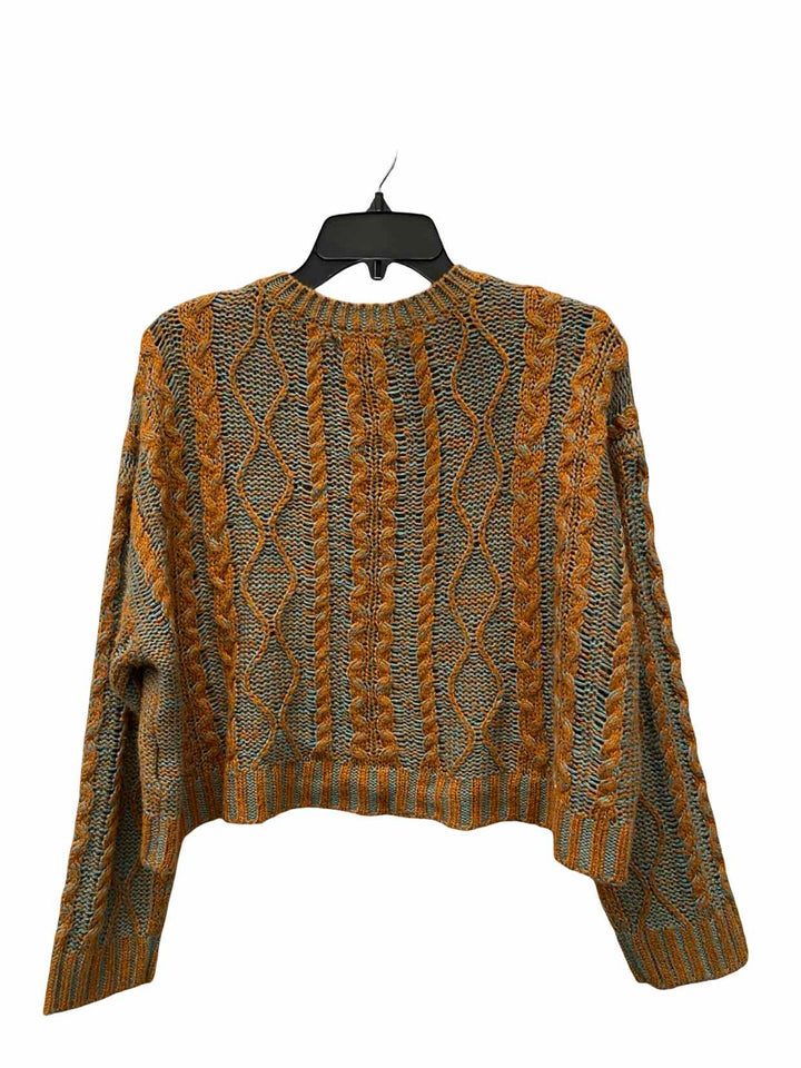 Rock & Roll Size L Orange Turquoise Knit Sweater