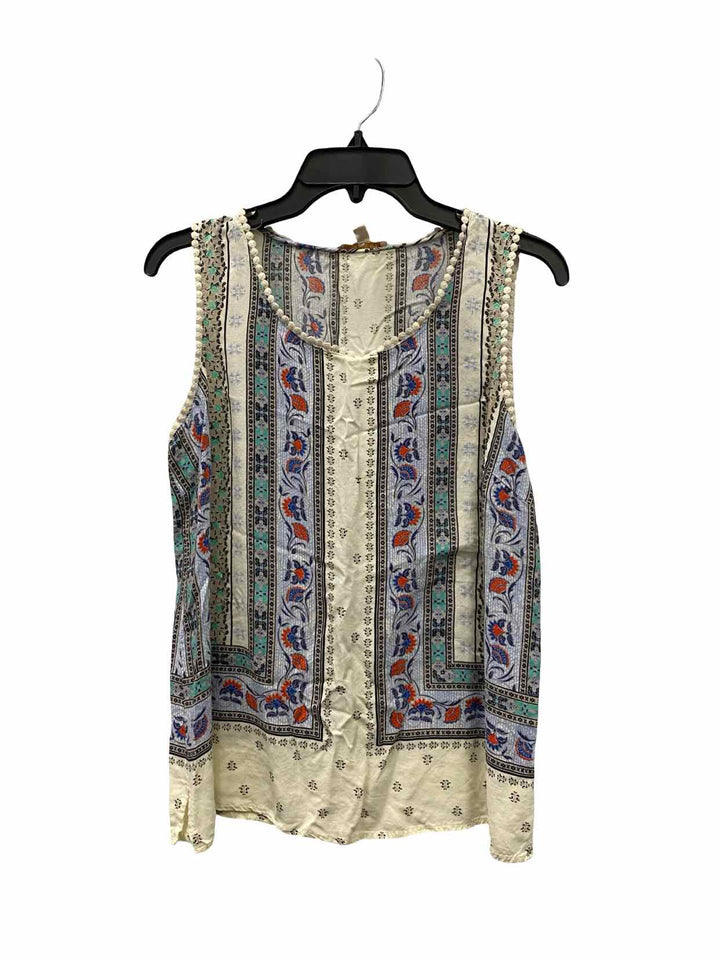 Skies are Blue Size M White Multi Print Tank Top