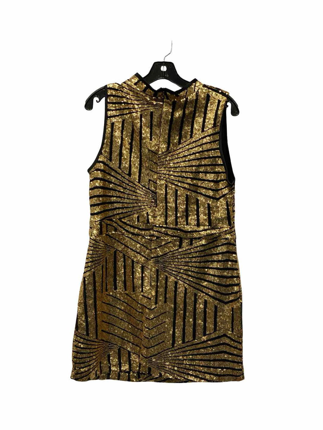 Qed London Size 12 Gold Black Sequin Dress