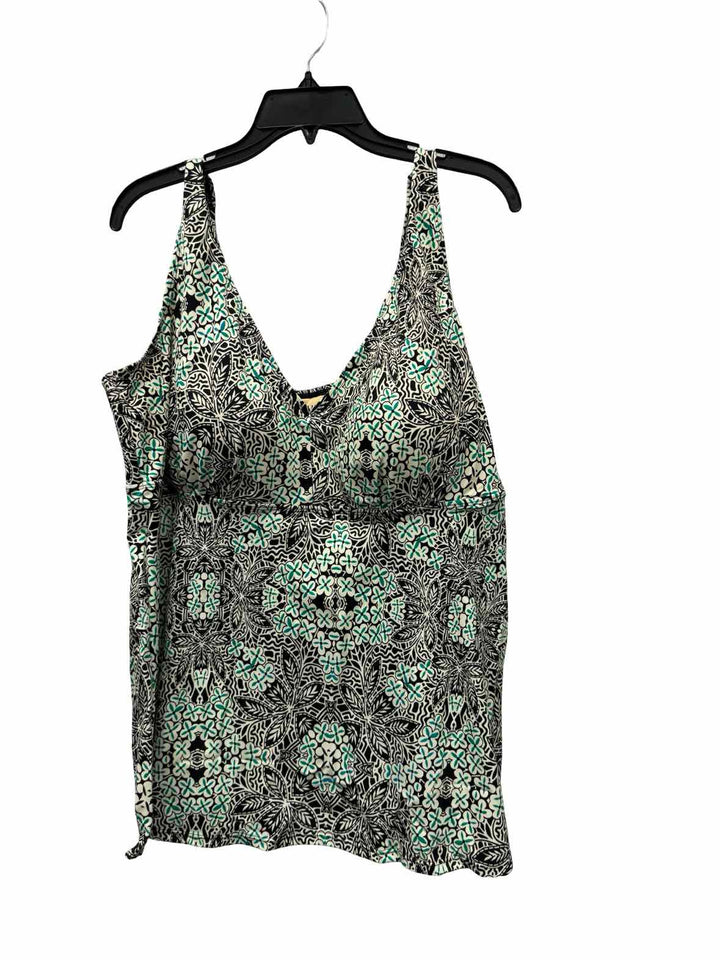 Swimsuits for All Size 22 Green Print Swimsuit Top