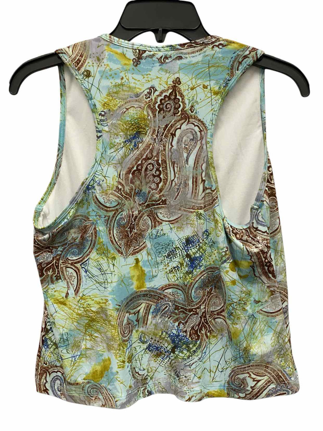 ojai Size L Teal Brown Print Tank Top