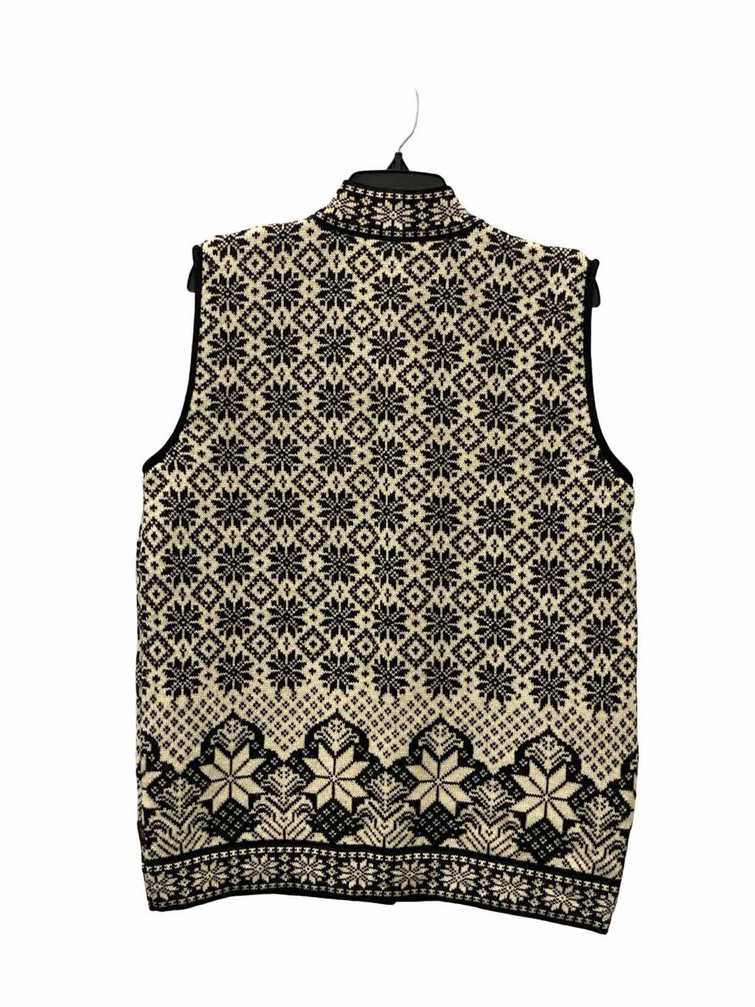 Skjaeveland Size L Black White Print Wool Sweater