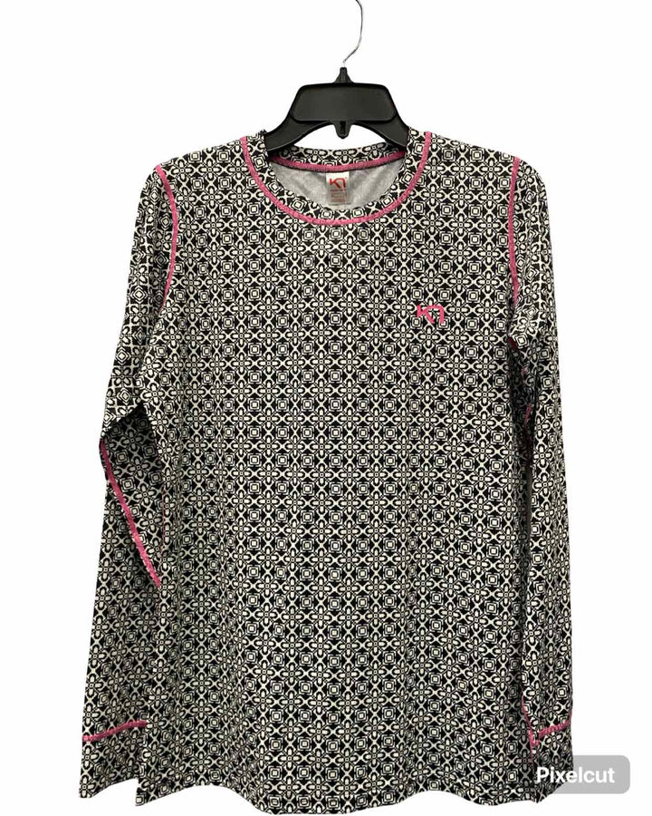 Kari Traa Size XL Black White Geometric Athletic Long Sleeve