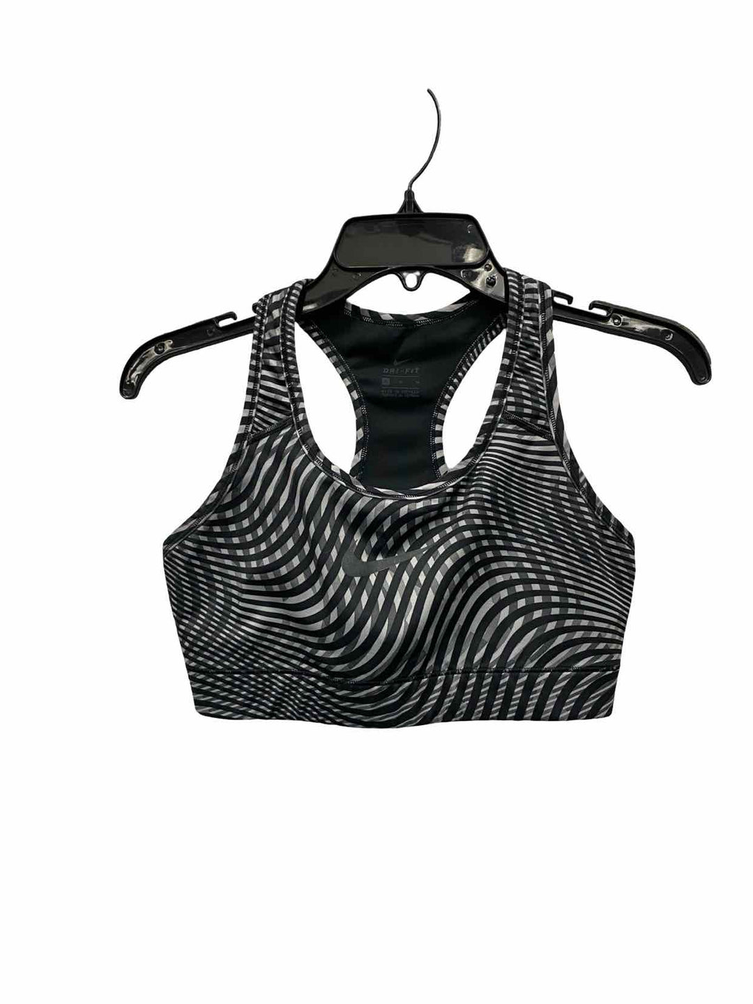 Nike Size M Black Gray Print Athletic Bra