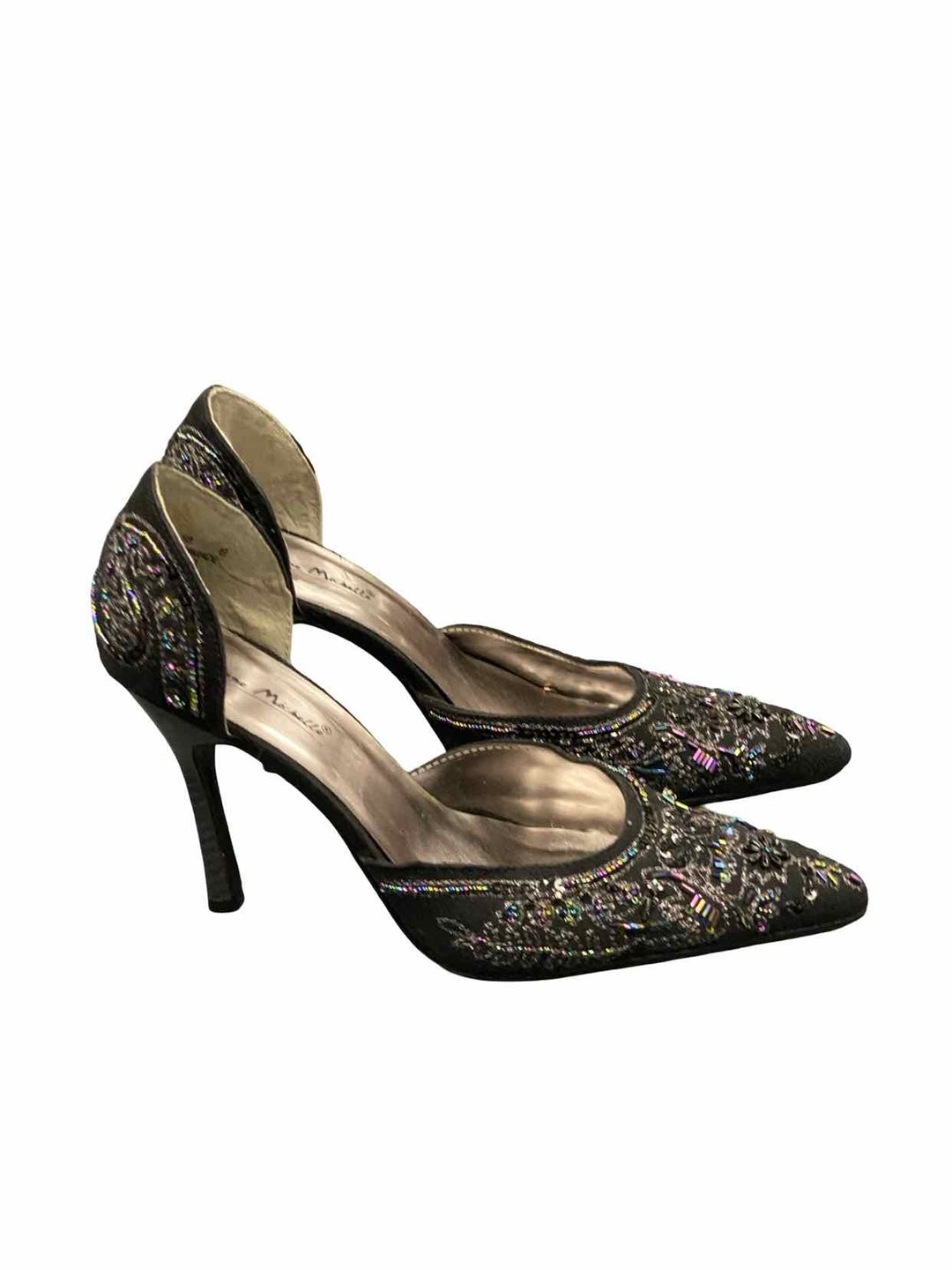 Anne Michelle Shoe Size 8 Black Sequined Heels