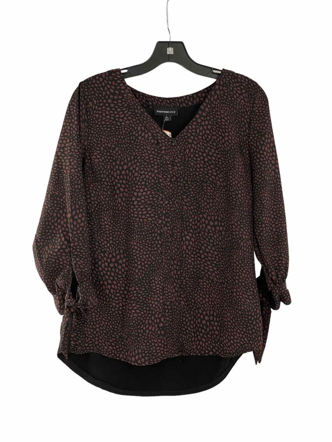 Fortune + Ivy Size M Black Burgundy Print Long Sleeve Shirts