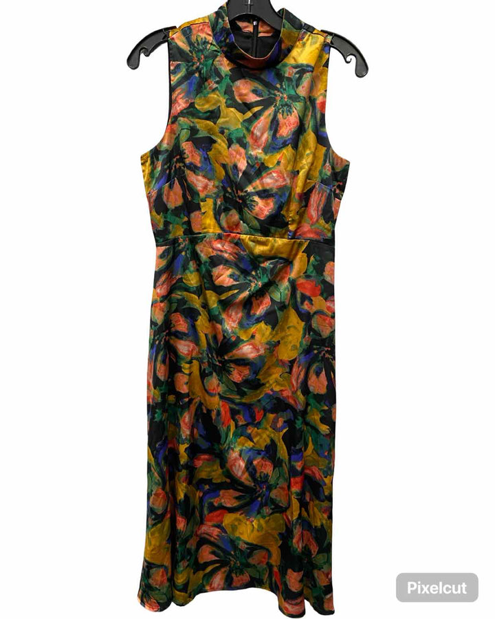 Tahari Size 8 Black Multi Floral Dress