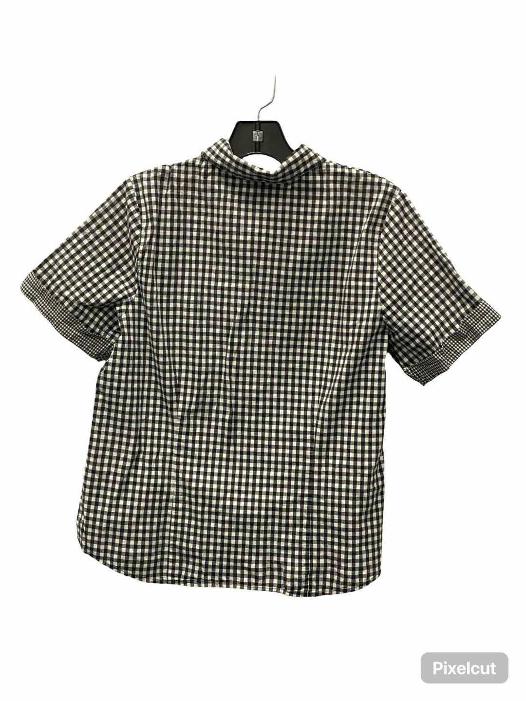 Erena Size L Gray White Gingham Short Sleeve Shirts