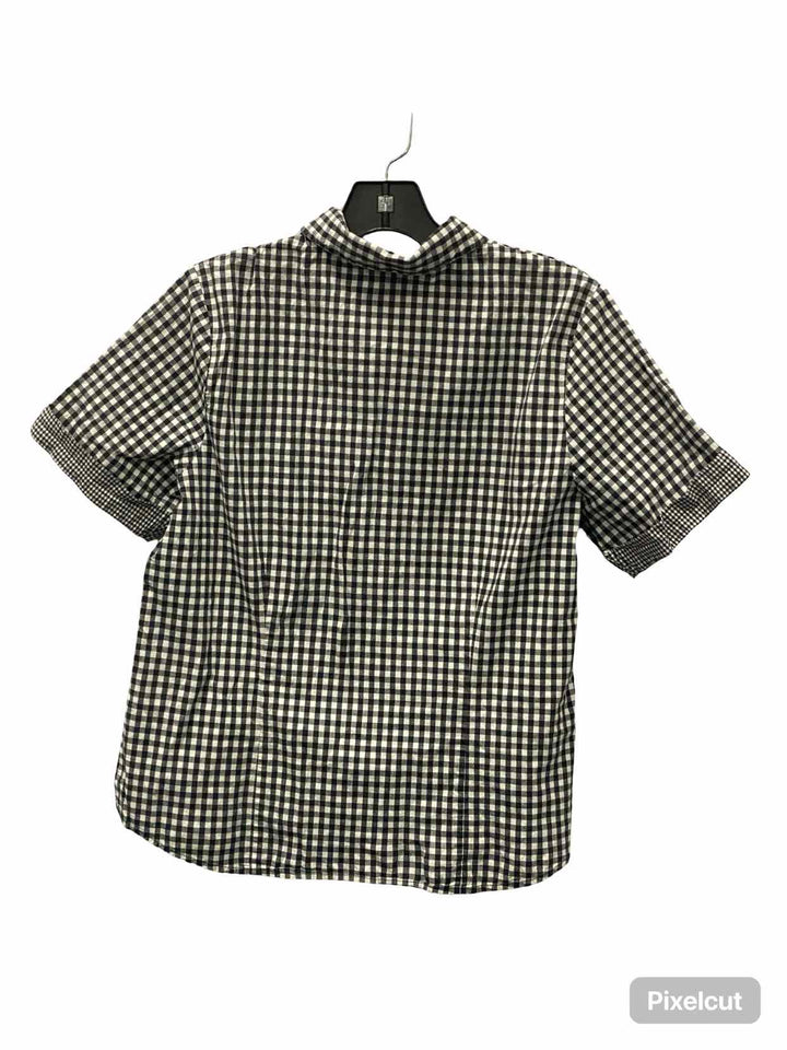Erena Size L Gray White Gingham Short Sleeve Shirts