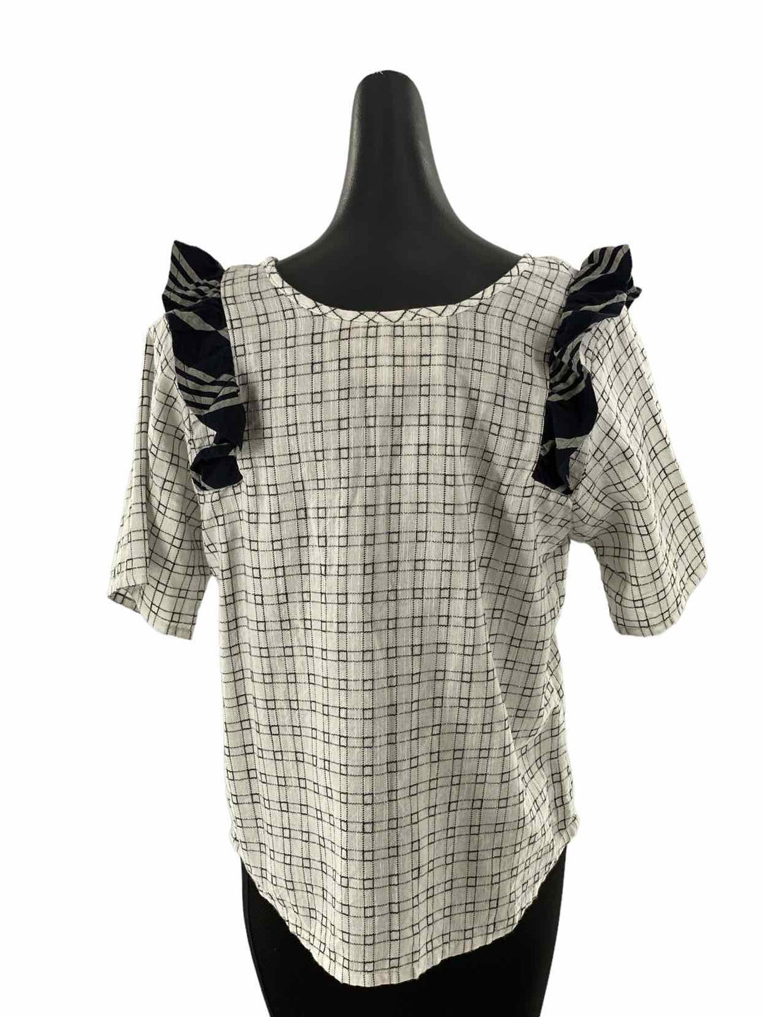 Ace & Jig Size L Black & White navy Checkered Short Sleeve Shirts