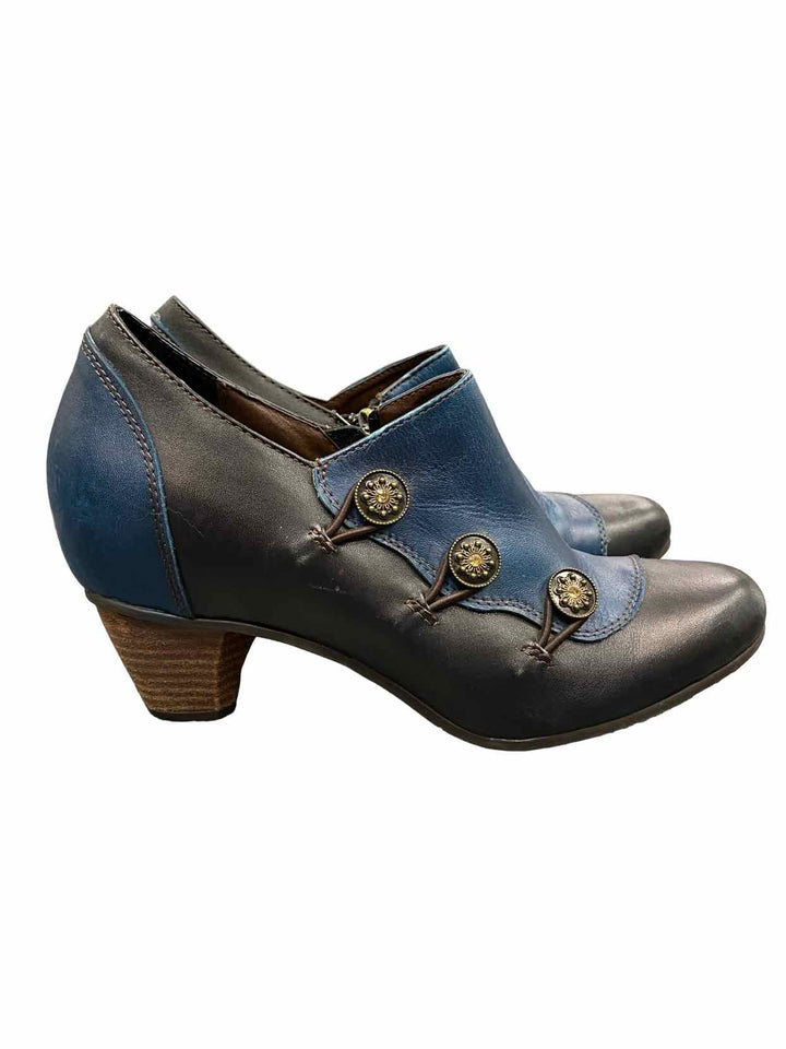L'Artiste Shoe Size 40 Blue Black Leather Greentea Boots(Ankle)