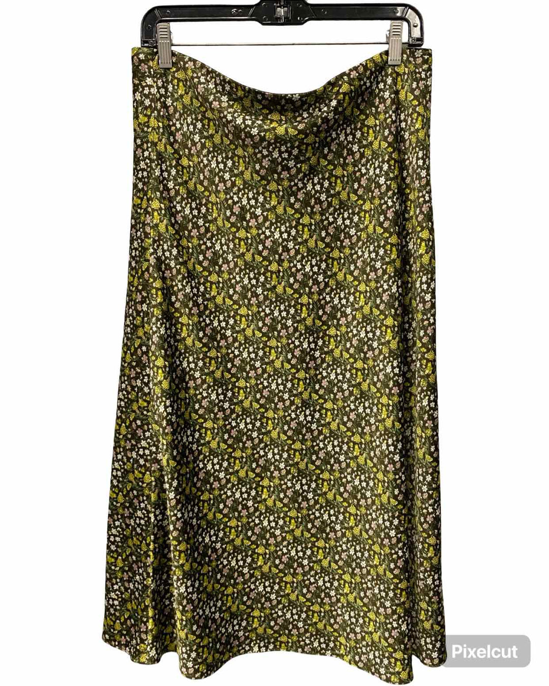 J Crew Size L Green Yellow Floral Skirt