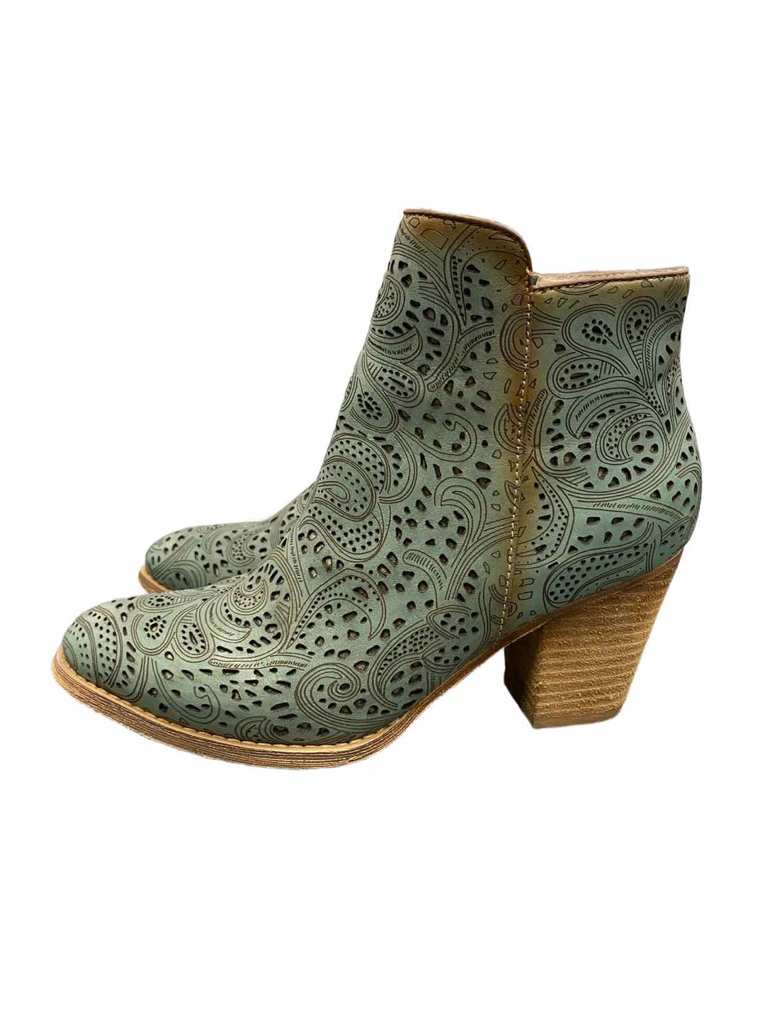 L'Artiste Shoe Size 39 Teal Leather Alivia Boots(Ankle)