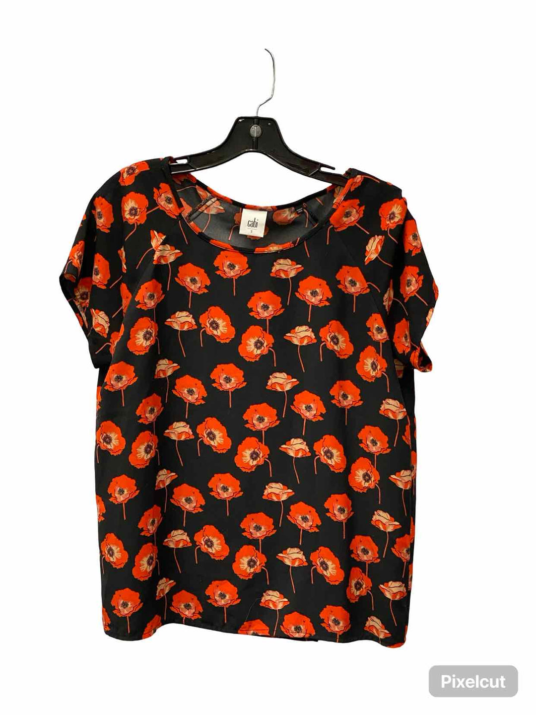 Cabi Size S Black Red Floral Short Sleeve Shirts