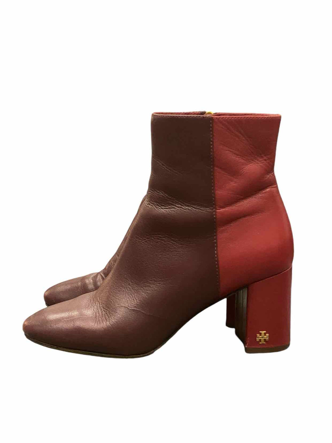 Tory Burch Shoe Size 6.5 Red Two tone Leather Heeled Boots(Ankle)