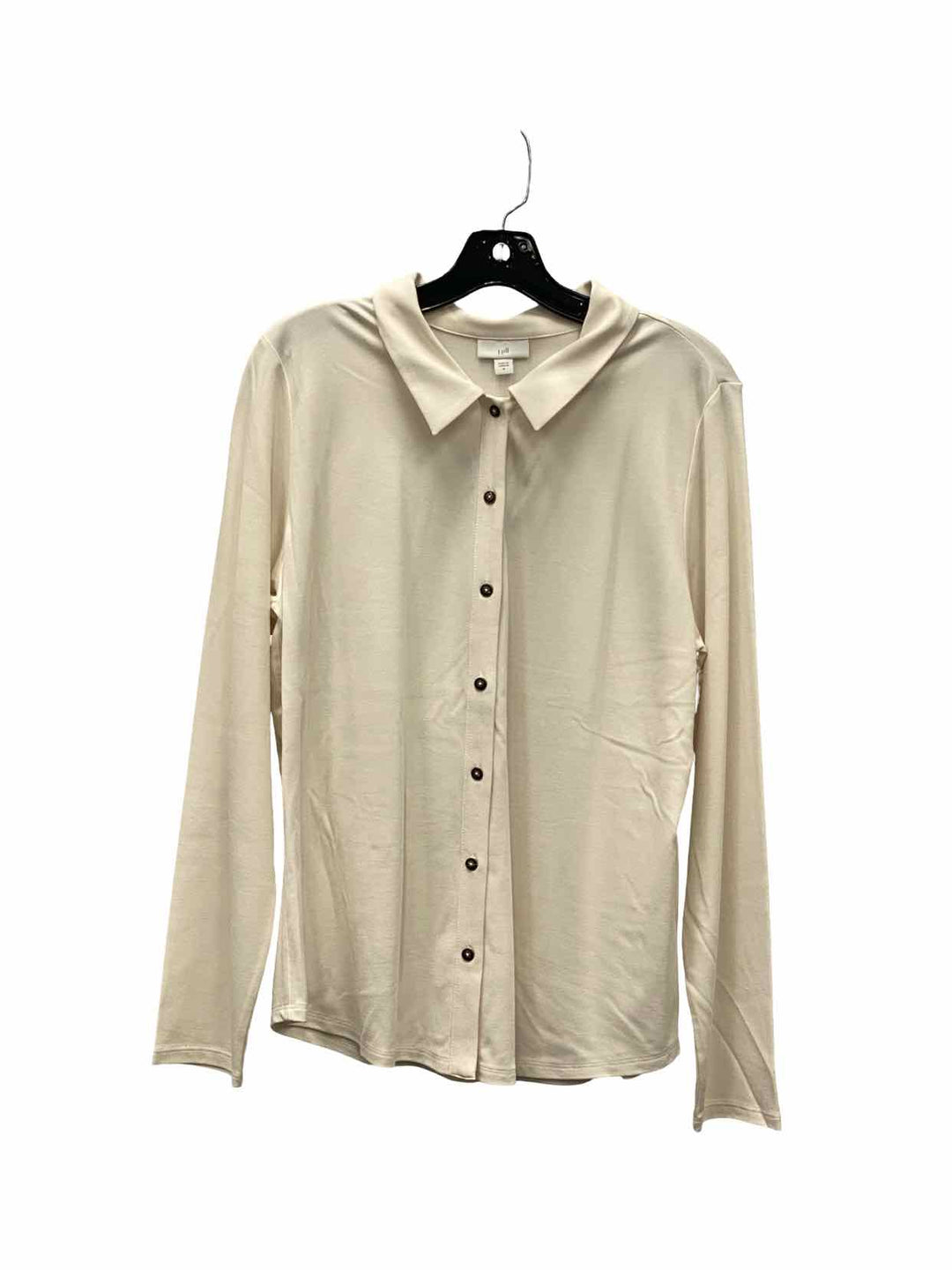 J Jill Size M White Button Up Long Sleeve Shirts