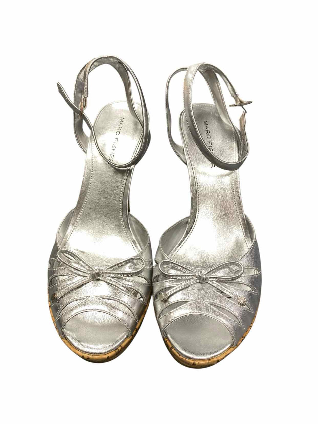 Marc Fisher Shoe Size 7.5 Silver Open Toe Heels
