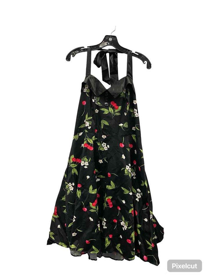 Dressy Star Size 3X Black Red Cherries 95% Cotton Dress