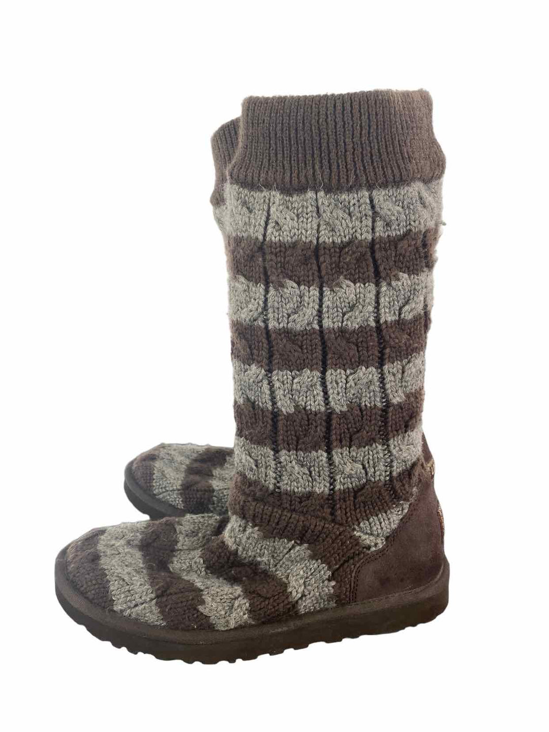 UGG Shoe Size 9 Brown Gray Knit Boots(Ankle)