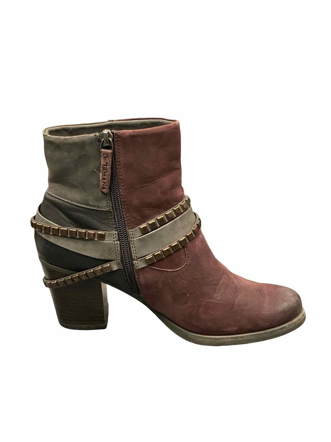 Tamaris Shoe Size 38 Burgundy Grey Leather Tora Boots(Ankle)