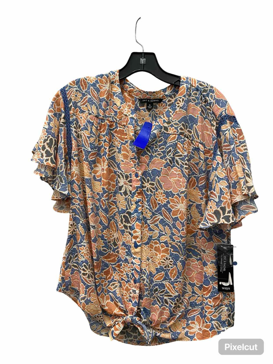 Zac & Rachel Size XL Peach Blue Short Sleeve Shirts