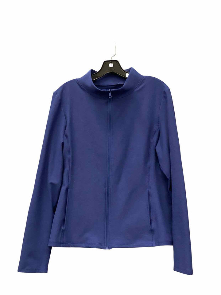 Beyond Yoga Size XL Blue On the Go Mock Neck Athletic Jacket