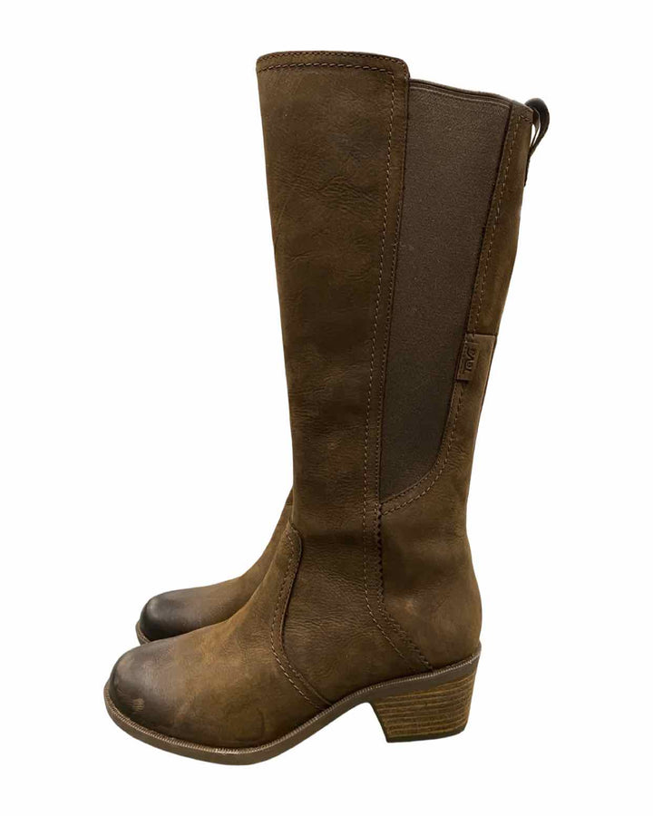 Teva Shoe Size 7 Brown Leather Anaya Tall Boots(knee)