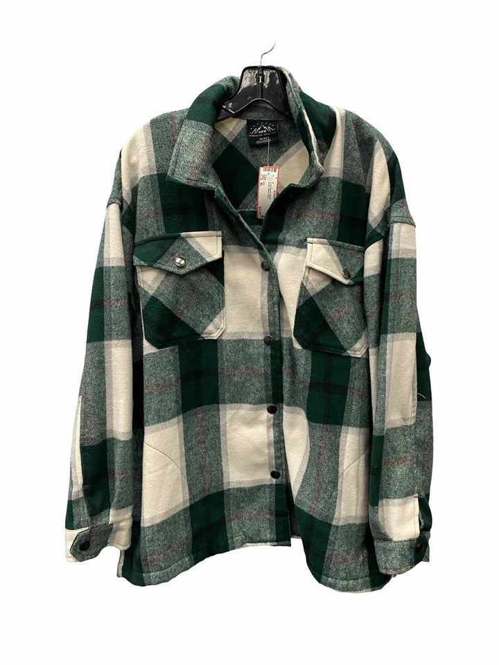 HFX Size XL Green White Plaid Long Sleeve Shirts