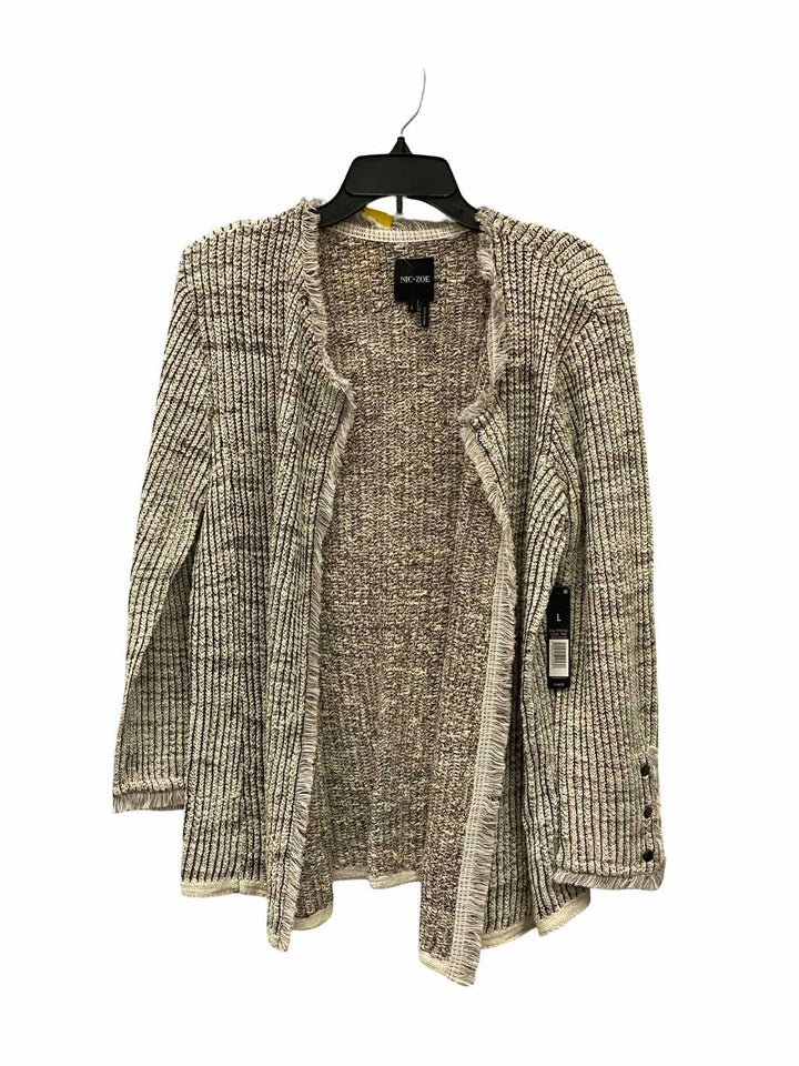 Nic + Zoe Size L Gray Striped NWT Sweater
