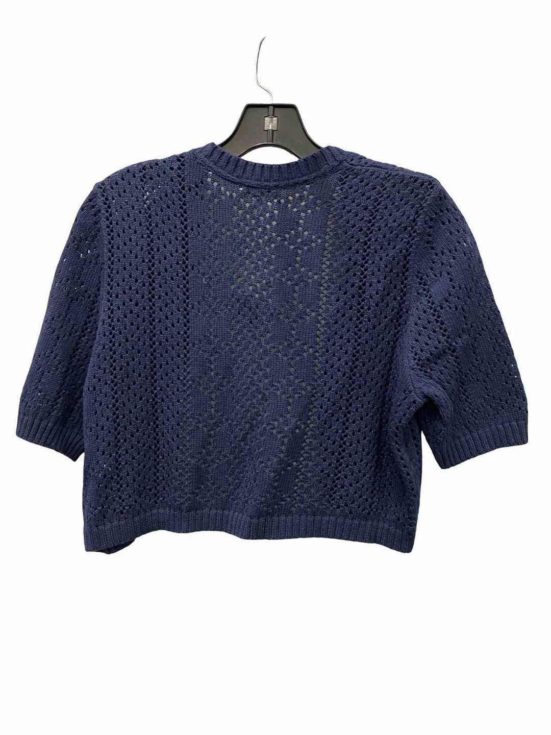 Croft & Barrow Size L Navy Knit Cardigan Short Sleeve Shirts