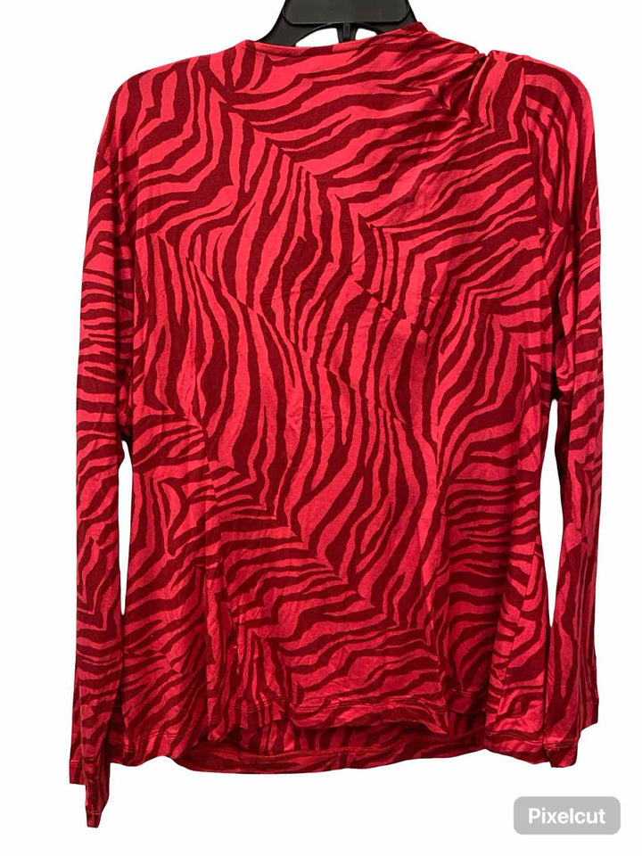 Cabi Size XL Red Burgundy zebra Long Sleeve Shirts