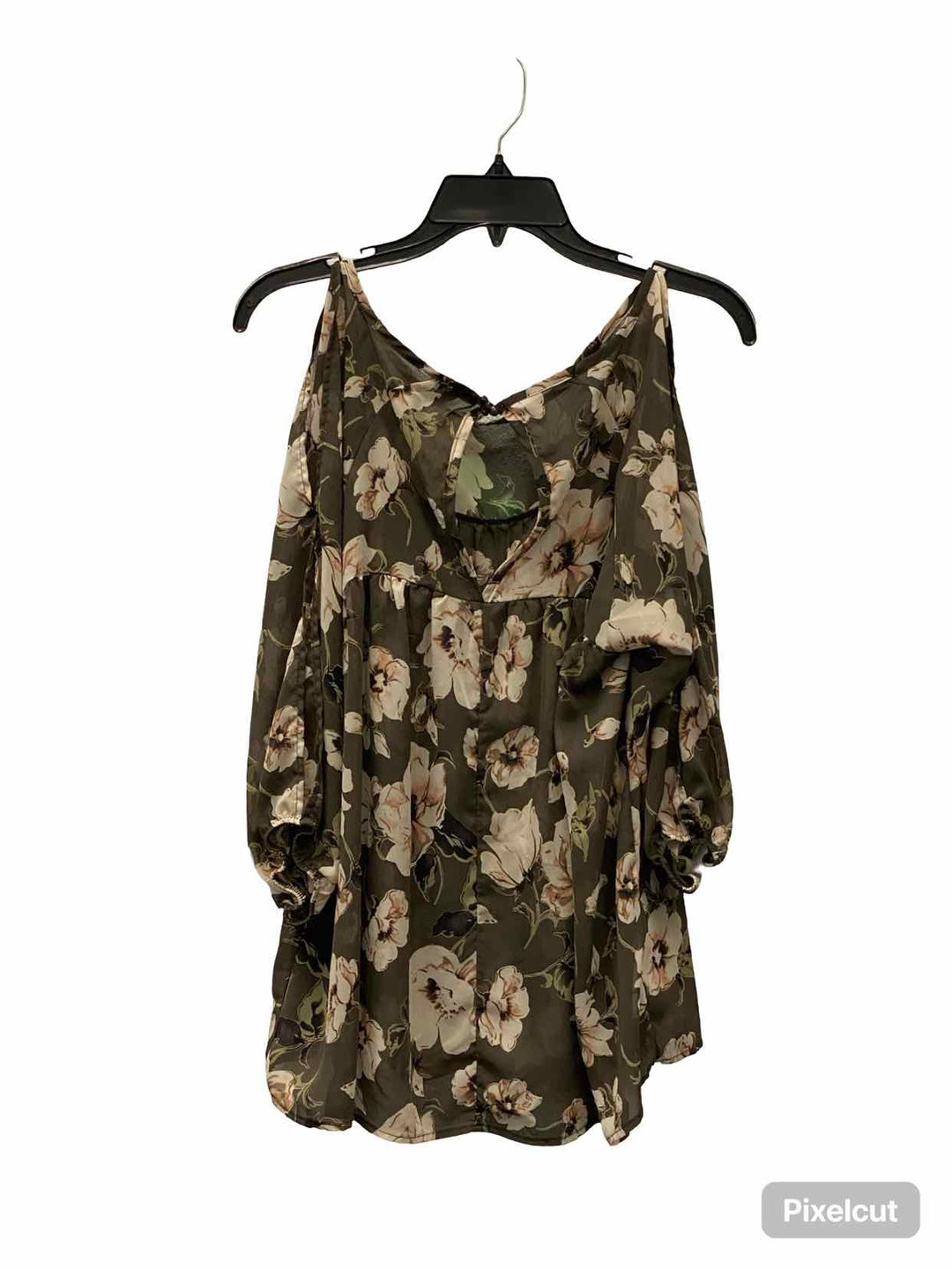 Torrid Size M/L Gray Floral Long Sleeve Shirts