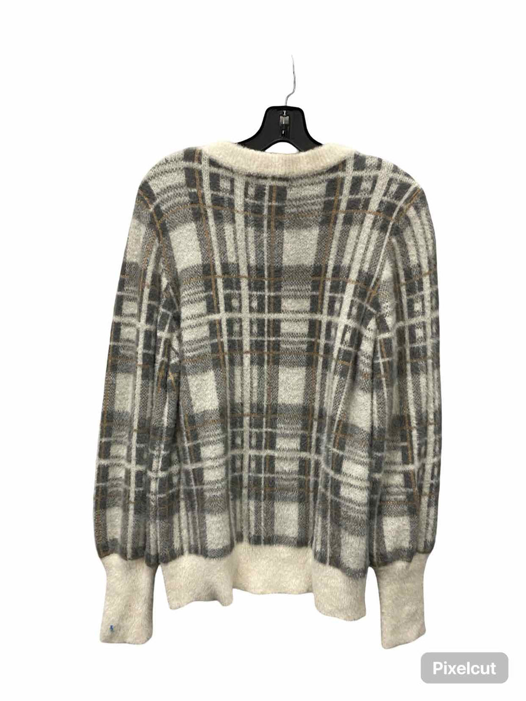 EVEREVE Size M White Gray Plaid Sweater