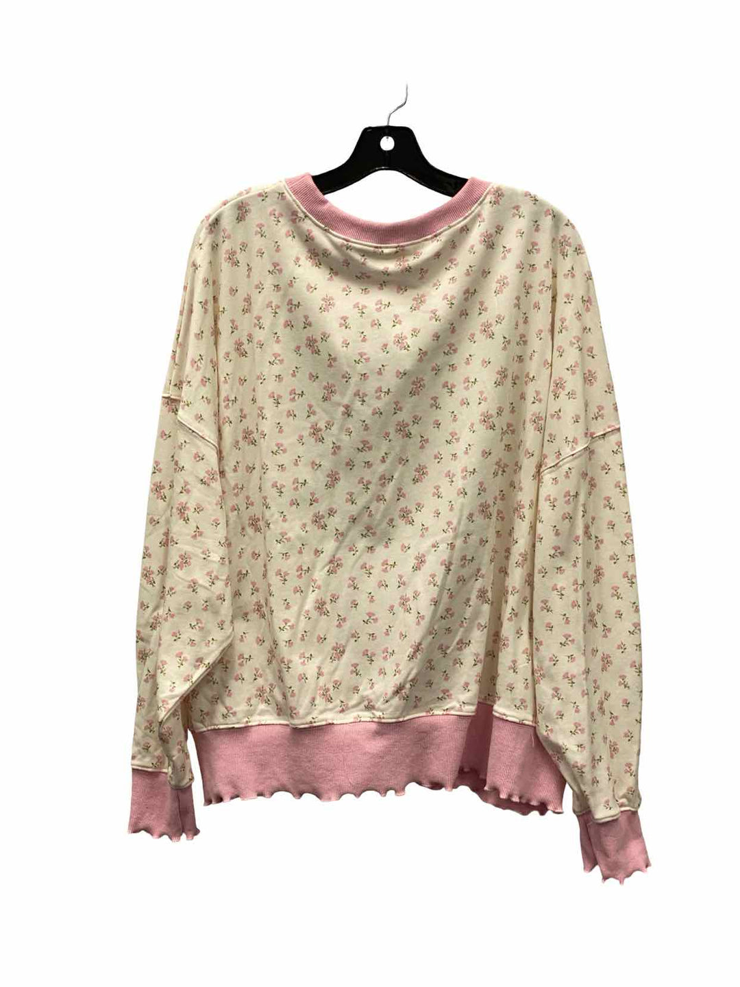 Peach Love California Size L Pink Floral Sweater