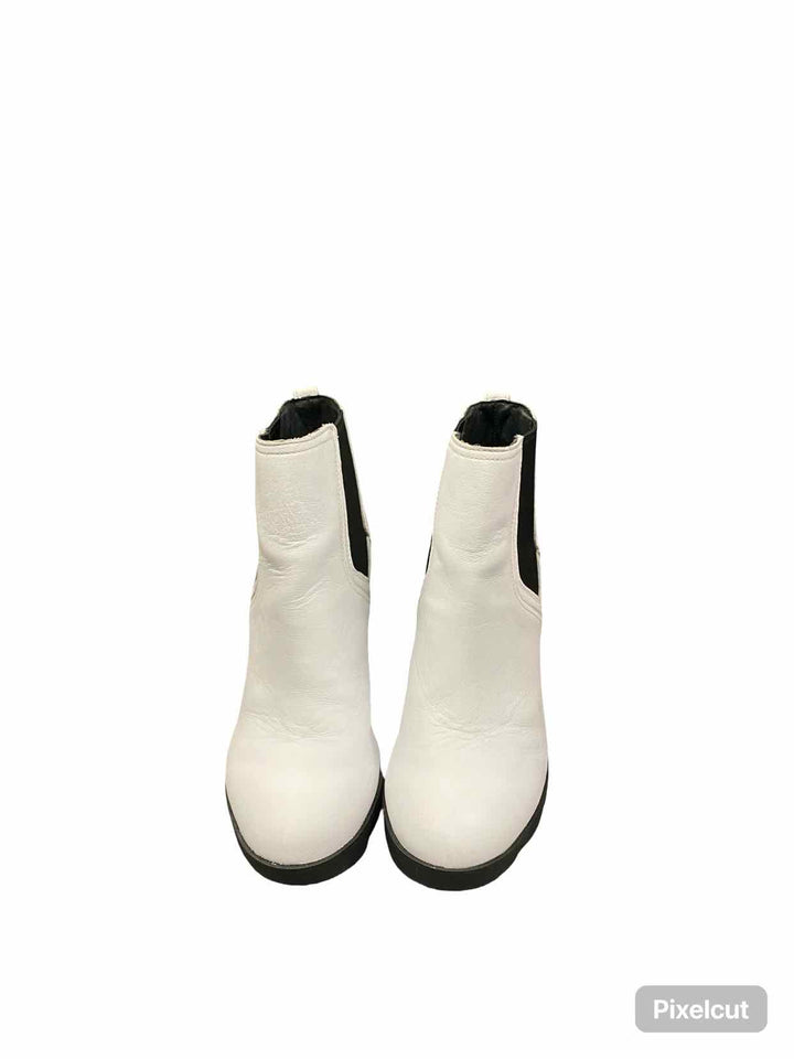 Sorel Shoe Size 7.5 White Black Leather Joan Uptown Chelsea Boot Boots(Ankle)