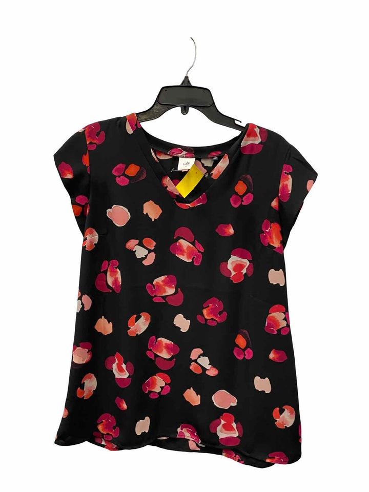 Cabi Size M Black Pink Floral Short Sleeve Shirts