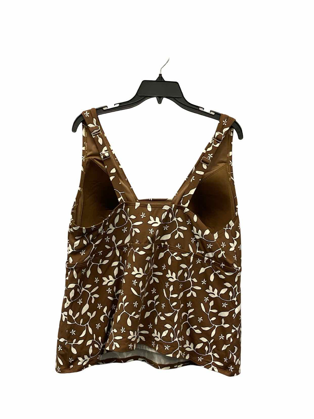 Lands End Size XL/2X Brown White Swimsuit