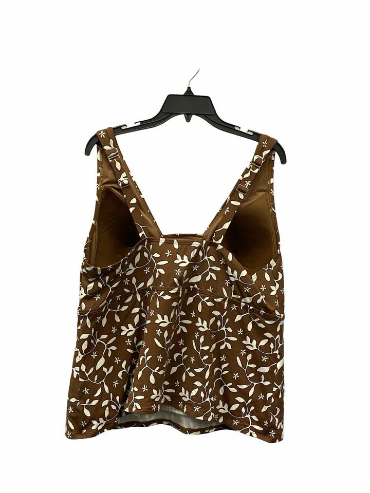 Lands End Size XL/2X Brown White Swimsuit