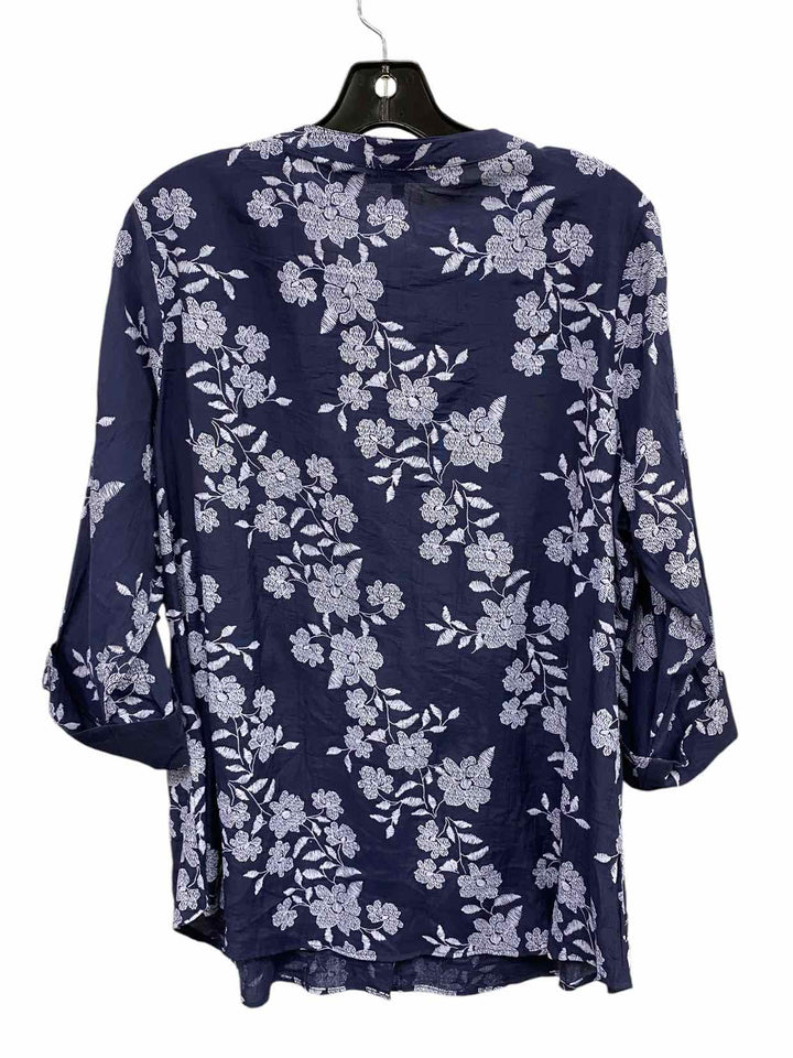 Sara Michelle Size 1X Blue Floral Long Sleeve Shirts