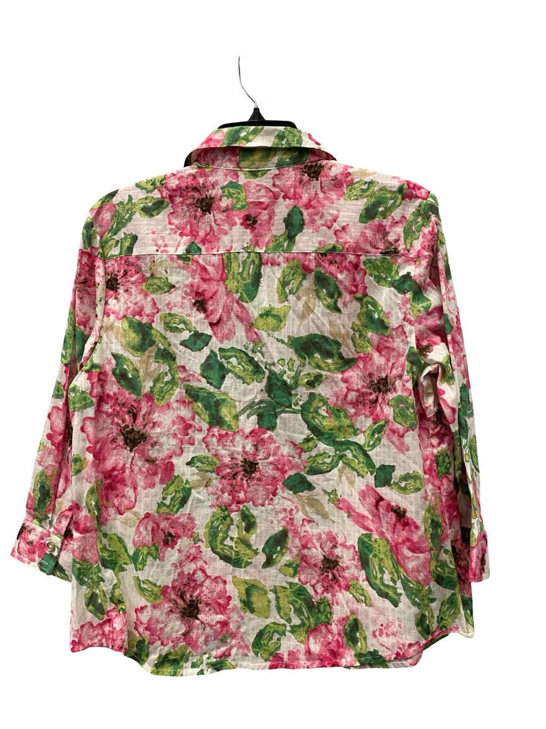 Karen Scott Size L Pink Green Floral Long Sleeve Shirts